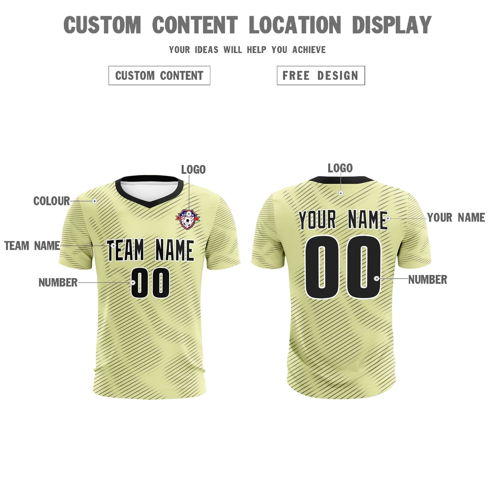 Custom Cream Black Training Uniform For Men Soccer Sets Jersey