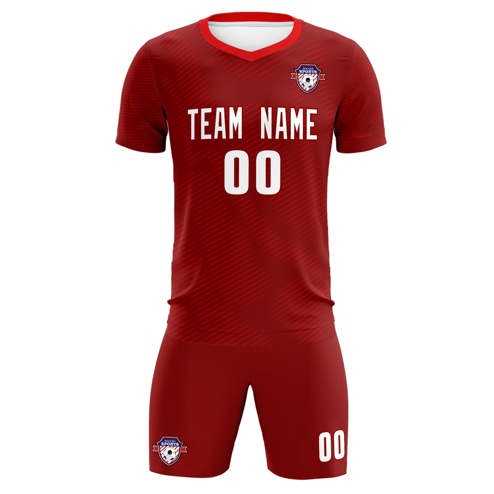 Custom Crimson Red Training Uniform For Men Soccer Sets Jersey