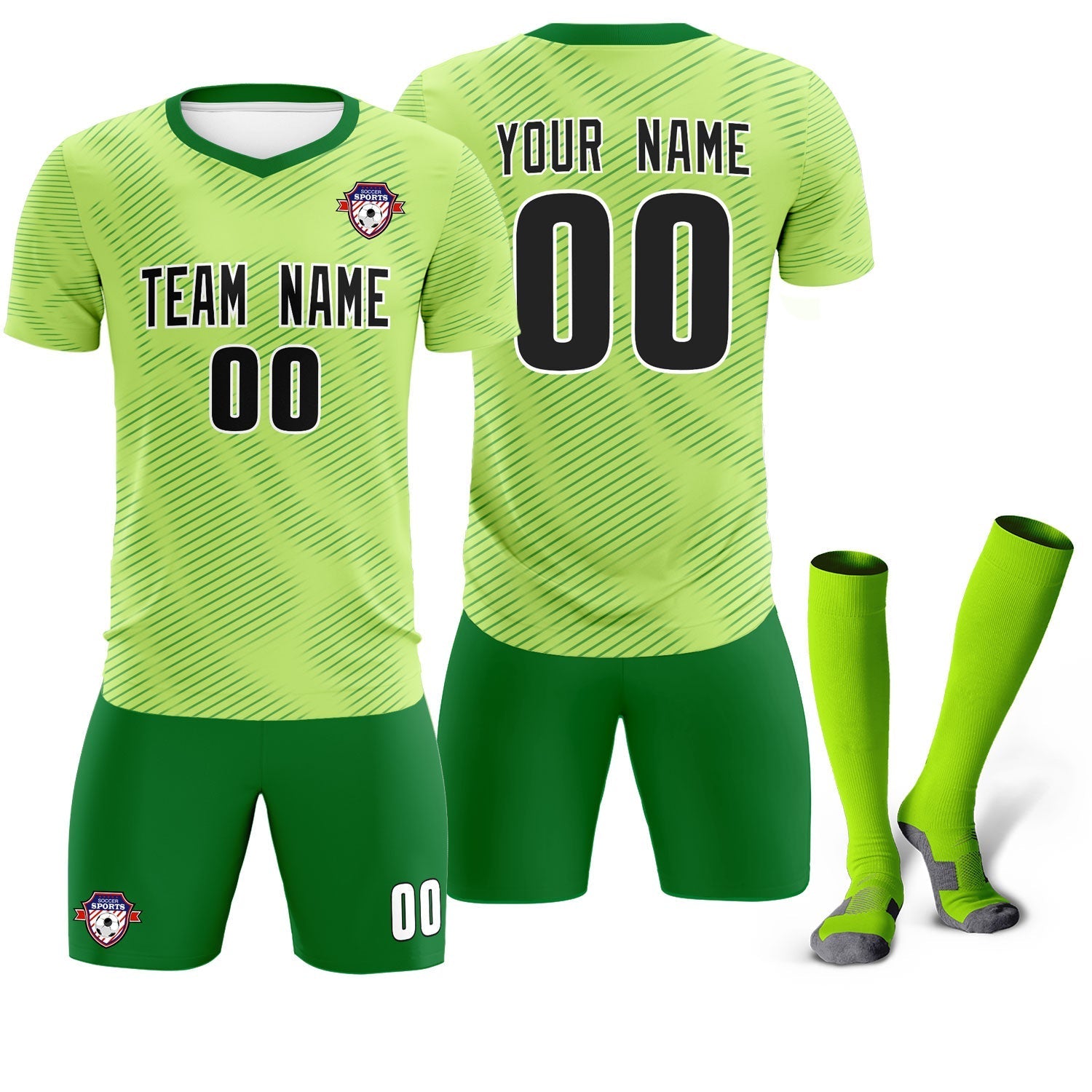 Custom Green Kelly Green Training Uniform For Men Soccer Sets Jersey