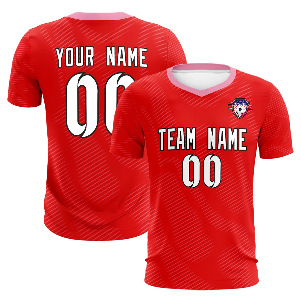 Custom Red Light Pink Training Uniform For Men Soccer Sets Jersey