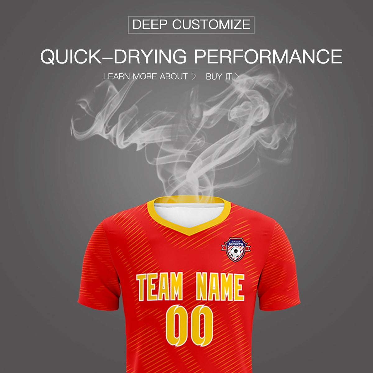 Custom Red Gold Training Uniform For Men Football Sets Jersey