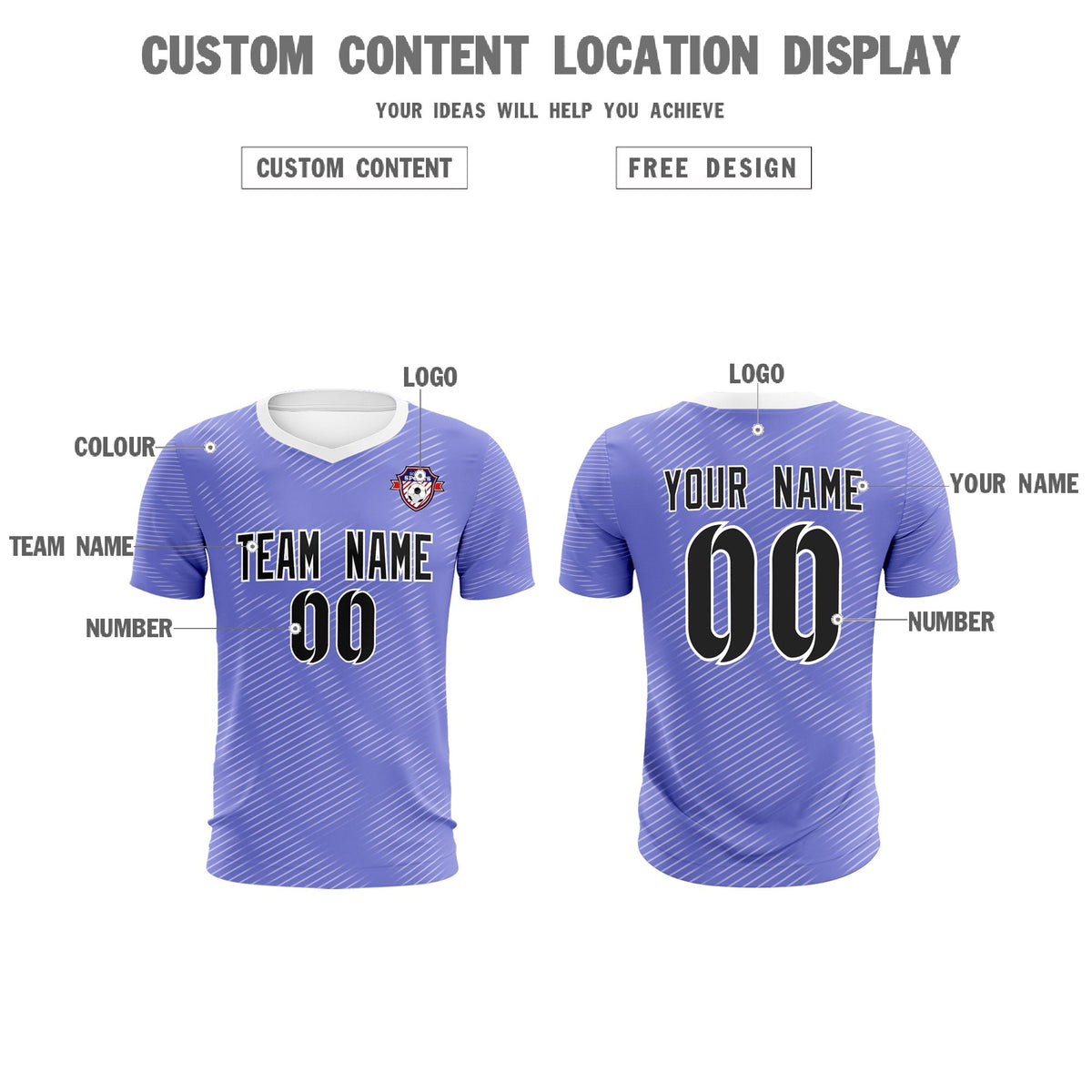 Custom Light Purple White Training Uniform For Men Soccer Sets Jersey
