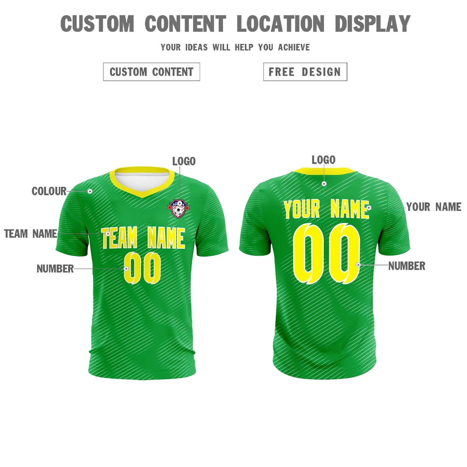 Custom Kelly Green Gold Training Uniform For Men Soccer Sets Jersey