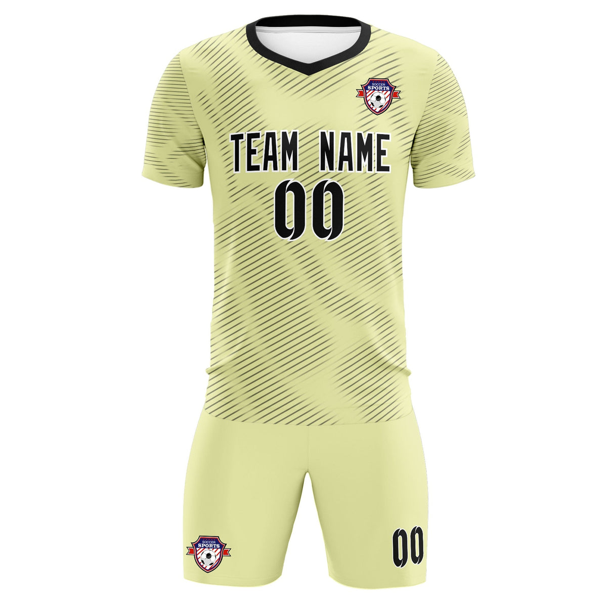 Custom Cream Black Training Uniform For Men Football Sets Jersey