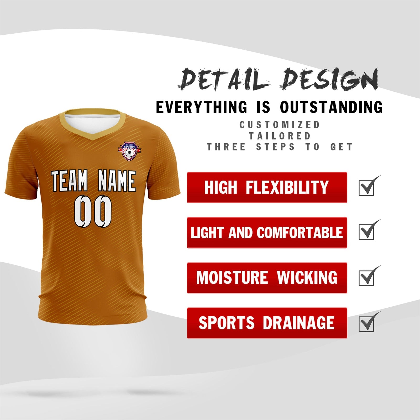 Custom Light Brown Khaki Training Uniform For Men Soccer Sets Jersey