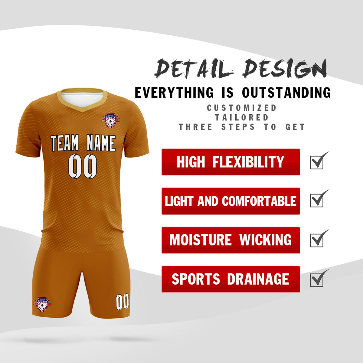 Custom Light Brown Khaki Training Uniform For Men Football Sets Jersey