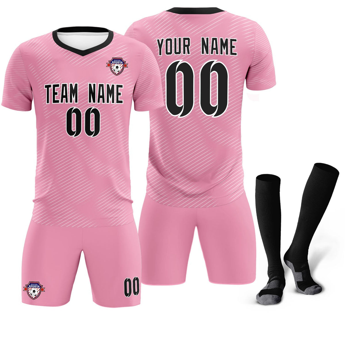 Custom Light Pink White Training Uniform For Men Football Sets Jersey
