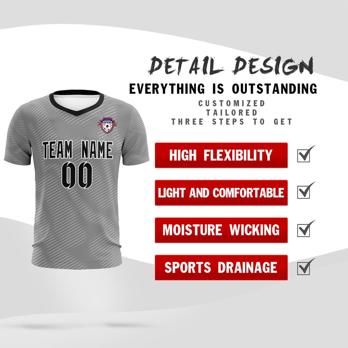 Custom Dark Gray White Training Uniform For Men Football Sets Jersey