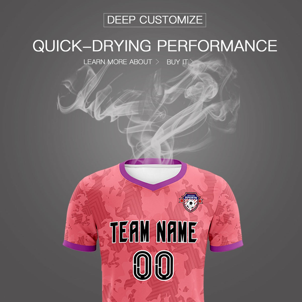 Custom Light Red Camo sports Soccer Tops/Sets Jersey