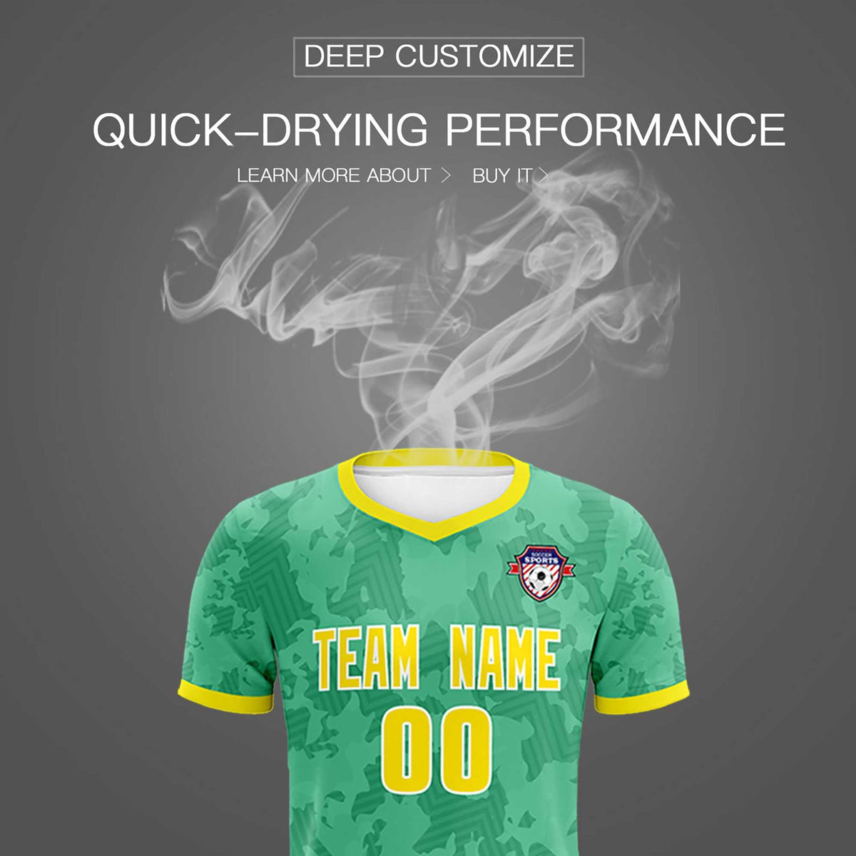 Custom Green Camo sports Soccer Tops/Sets Jersey