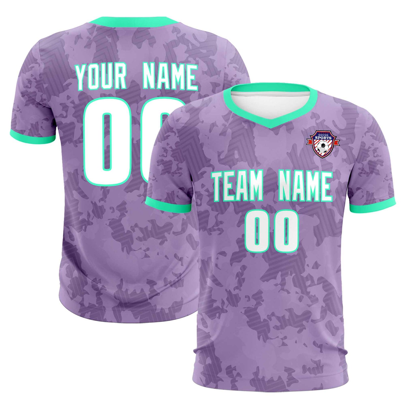 Custom Light Purple Camo sports Soccer Tops/Sets Jersey