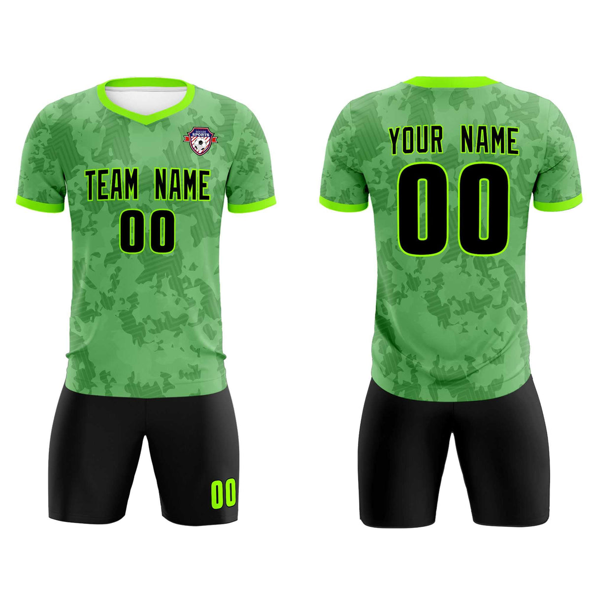 Custom Green Camo sports Soccer Tops/Sets Jersey
