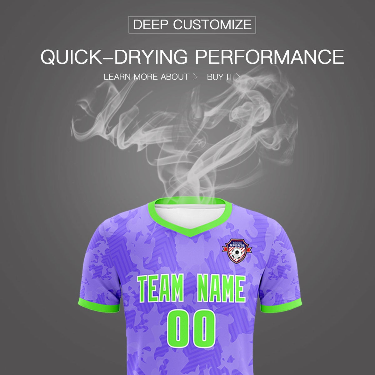 Custom Light Purple Camo sports Soccer Tops/Sets Jersey