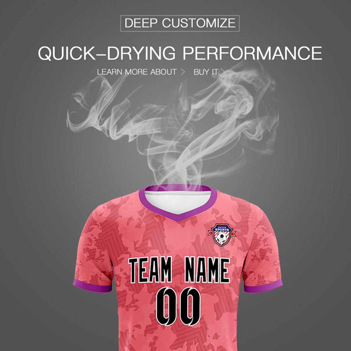 Custom Light Red Camo sports Soccer Tops/Sets Jersey