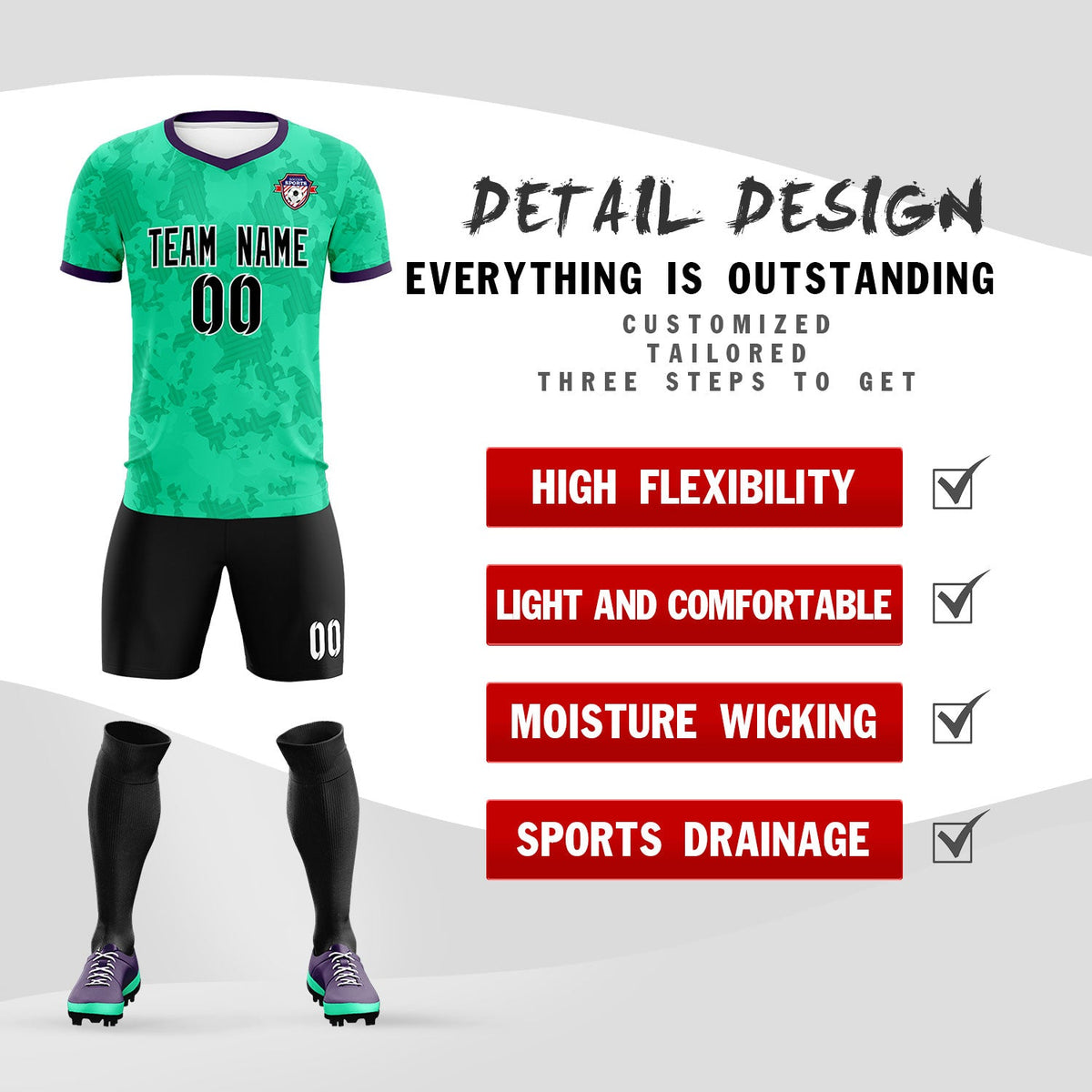 Custom Neon Green Camo sports Soccer Tops/Sets Jersey