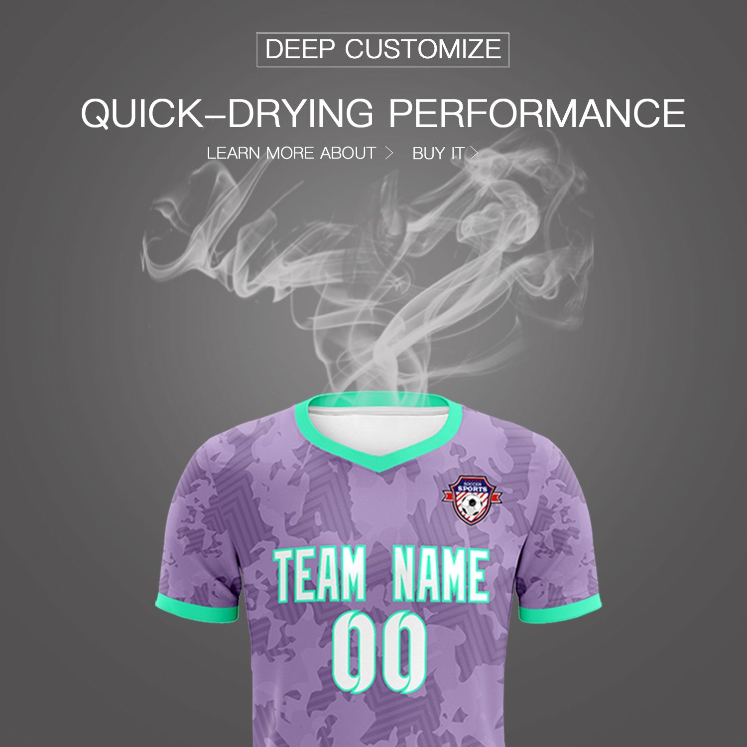 Custom Light Purple Camo sports Soccer Tops/Sets Jersey