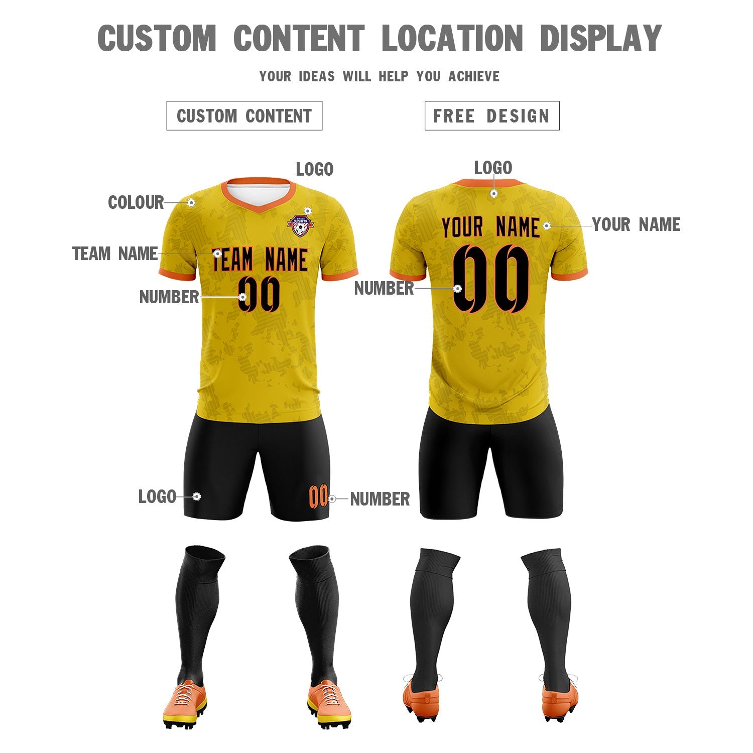 Custom Khaki Camo sports Soccer Tops/Sets Jersey