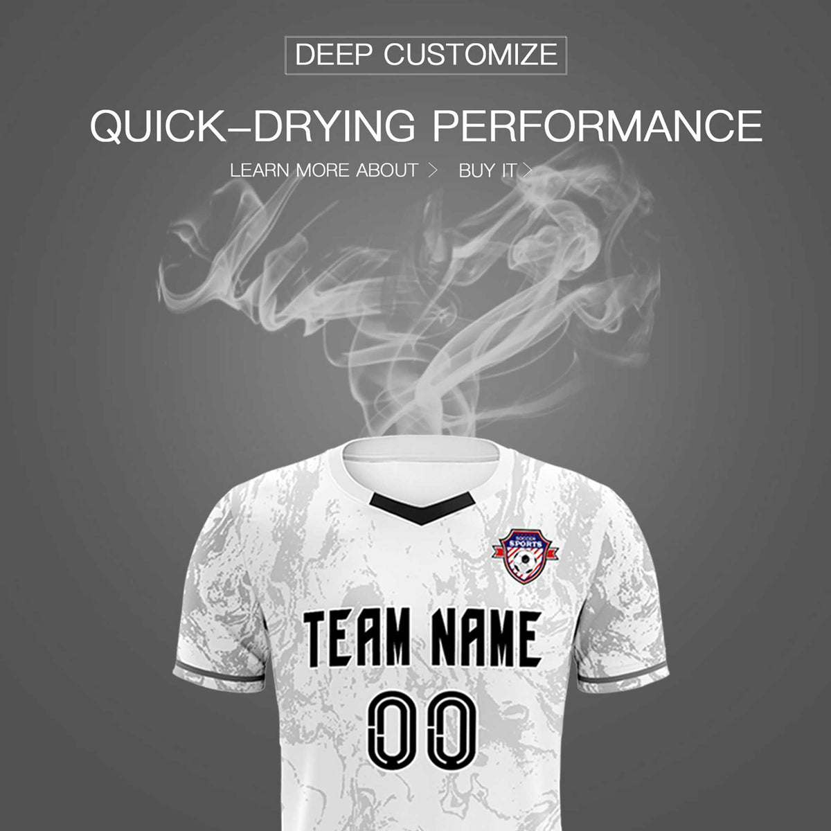 Custom White Classic Graffiti Pattern Sportswear Soccer Tops/Sets Jersey