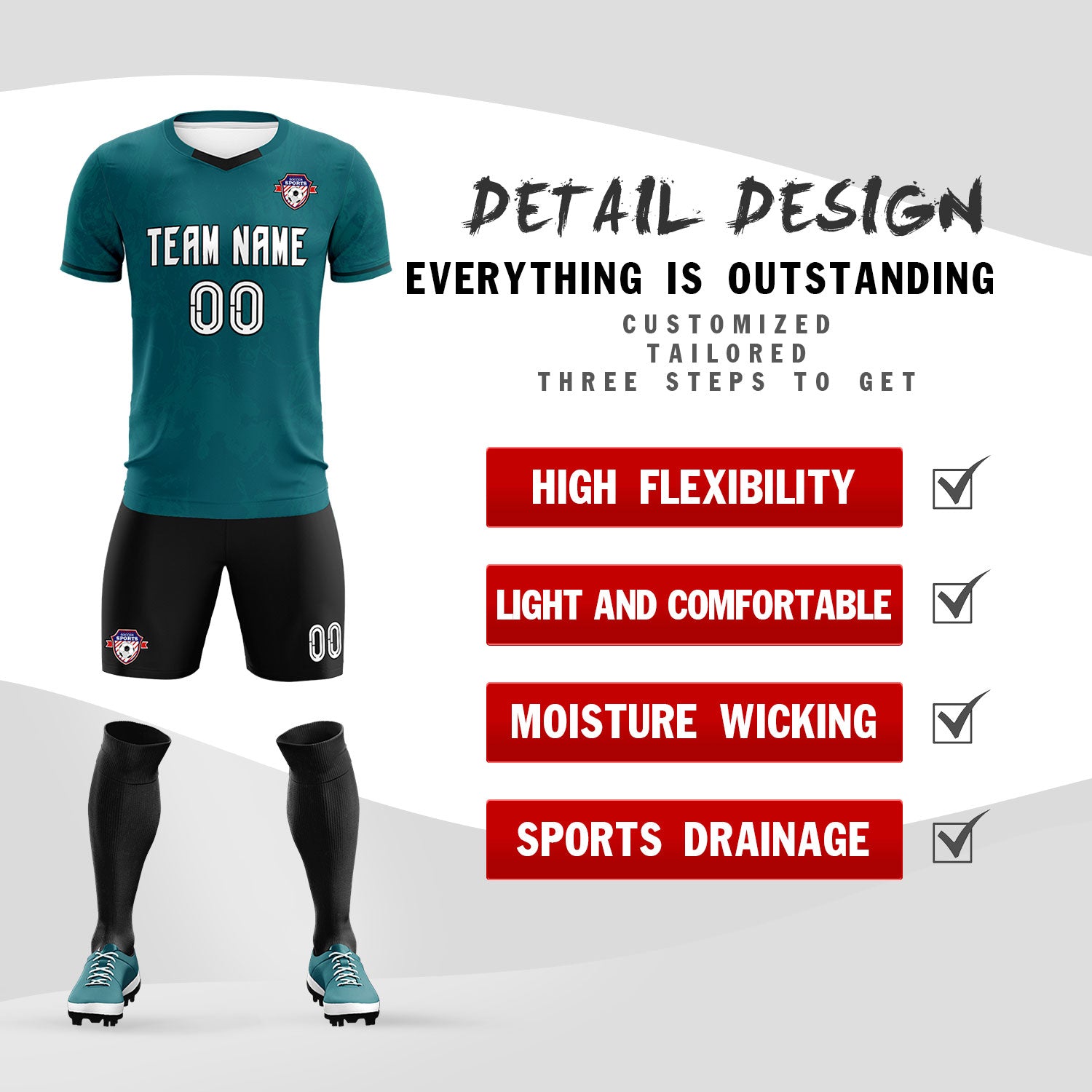 Custom Midnight Green Classic Graffiti Pattern Sportswear Soccer Tops/Sets Jersey