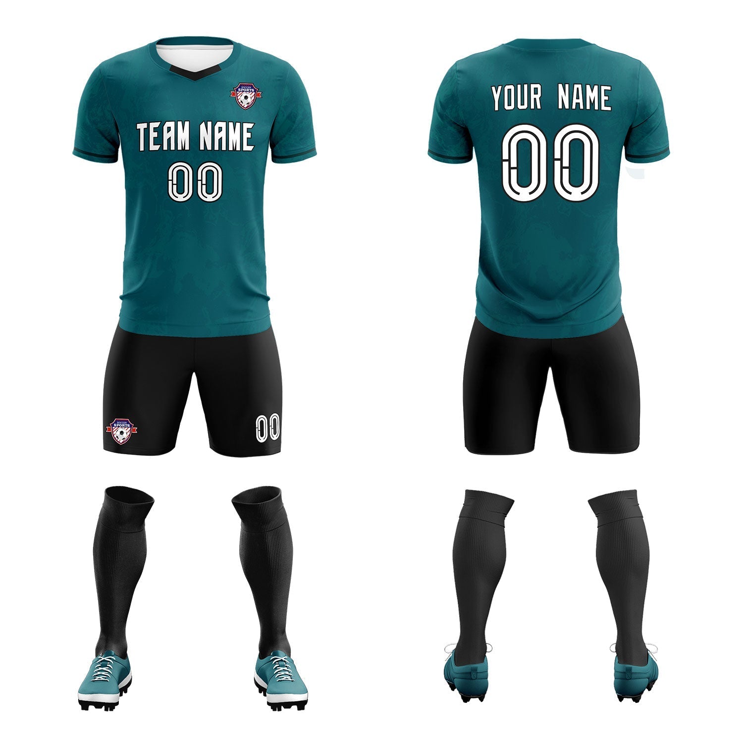 Custom Midnight Green Classic Graffiti Pattern Sportswear Soccer Tops/Sets Jersey