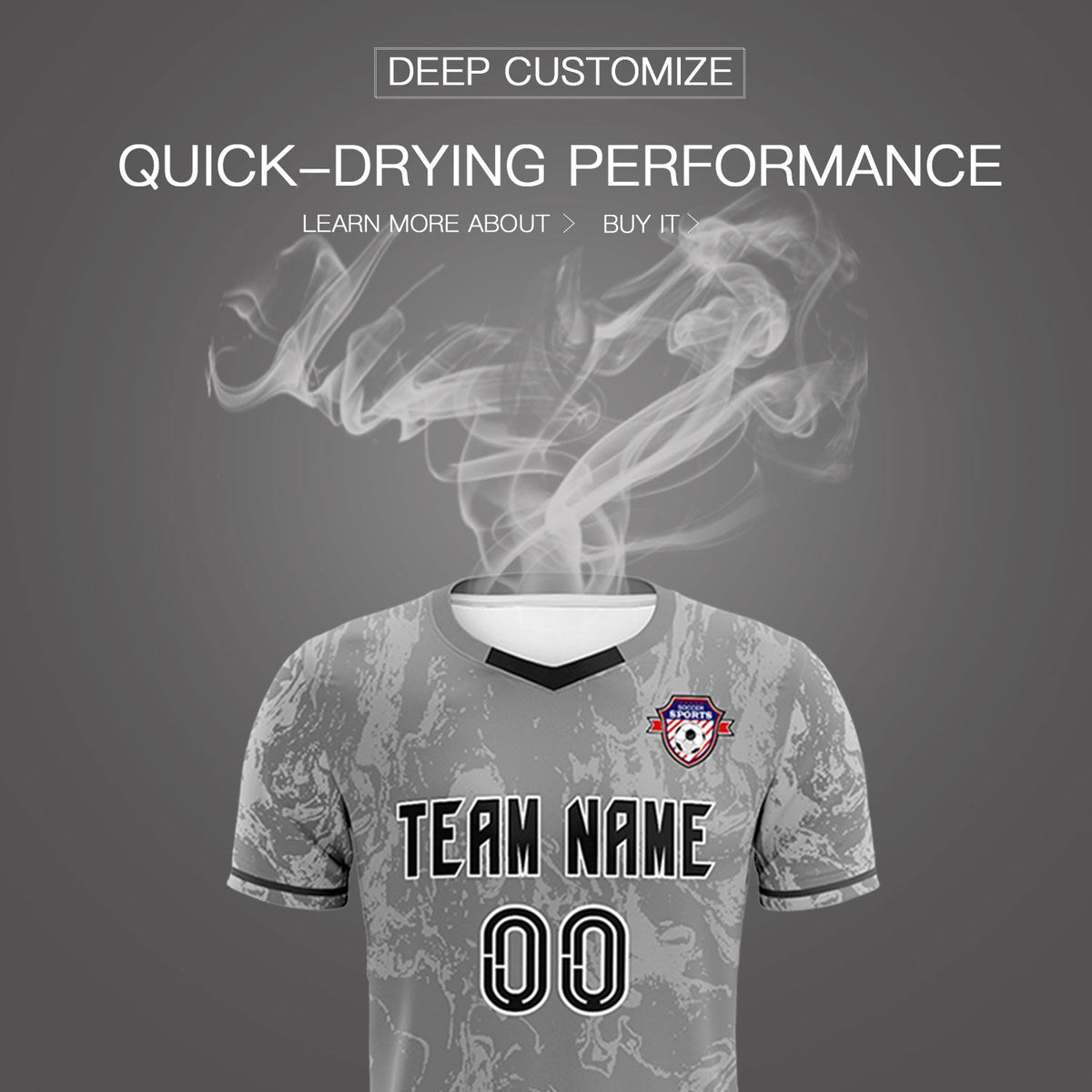 Custom Gray Classic Graffiti Pattern Sportswear Soccer Tops/Sets Jersey
