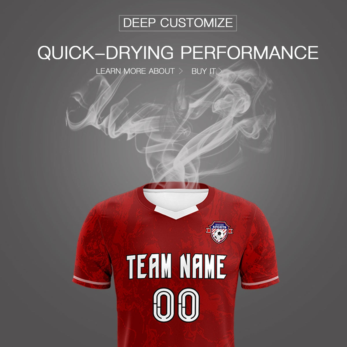 Custom Crimson Classic Graffiti Pattern Sportswear Soccer Tops/Sets Jersey