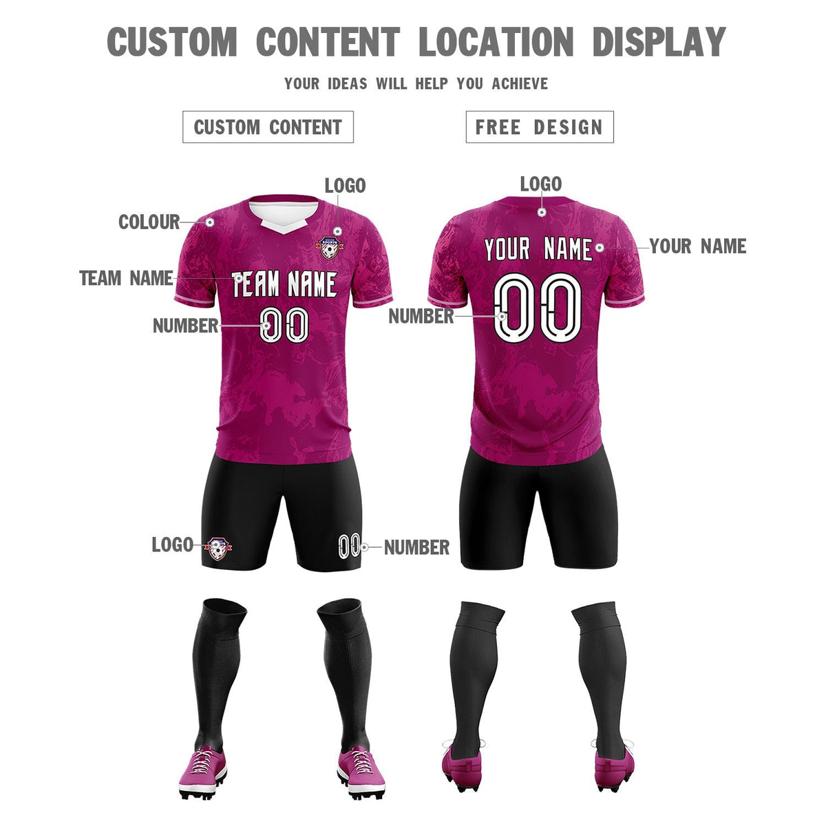 Custom Red Classic Graffiti Pattern Sportswear Soccer Tops/Sets Jersey