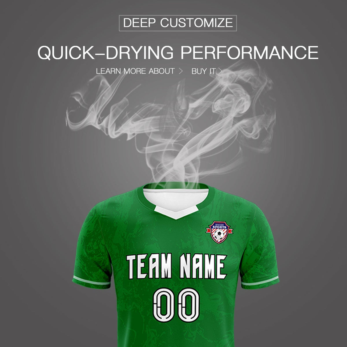 Custom Kelly Green Classic Graffiti Pattern Sportswear Soccer Tops/Sets Jersey