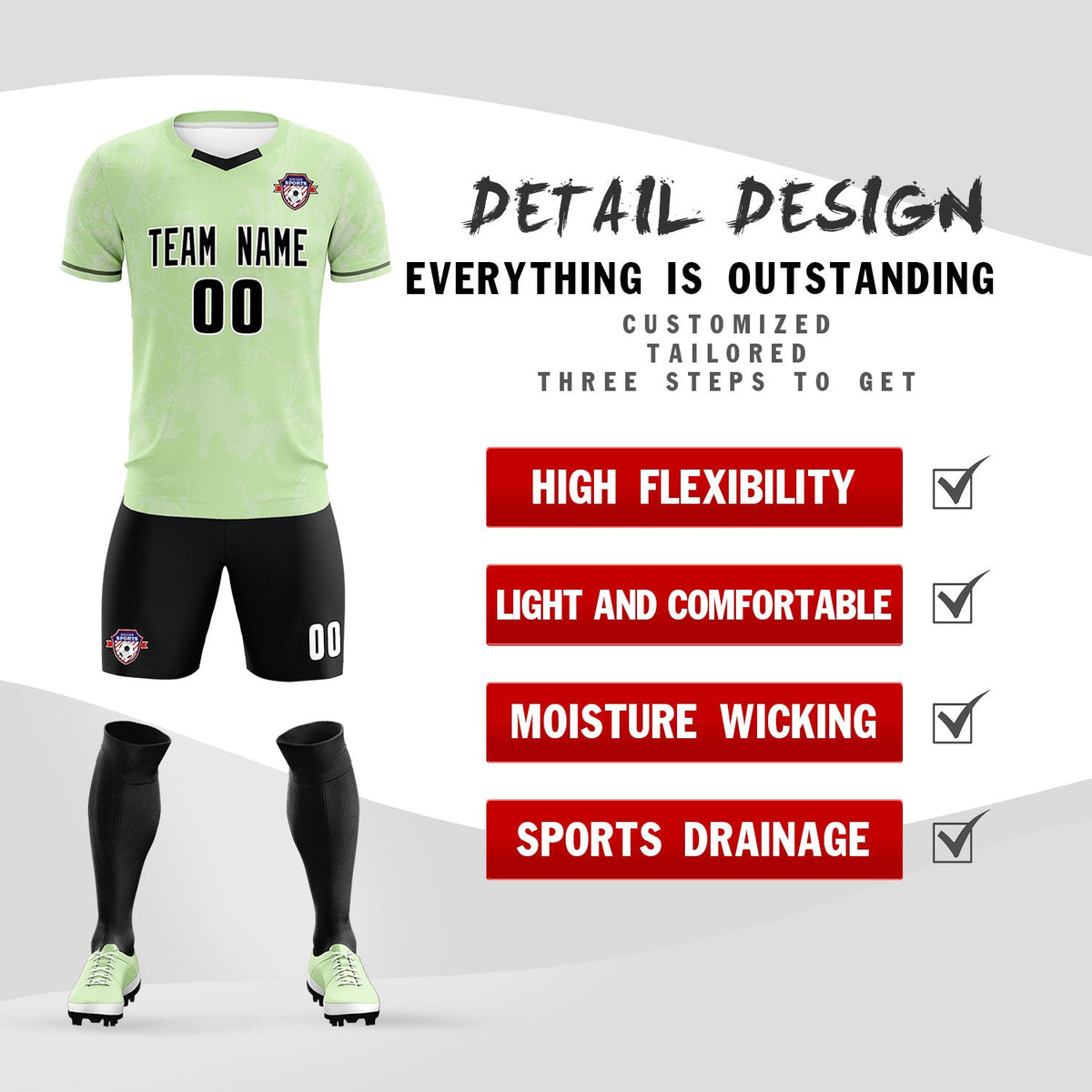 Custom Green Classic Graffiti Pattern Sportswear Soccer Tops/Sets Jersey