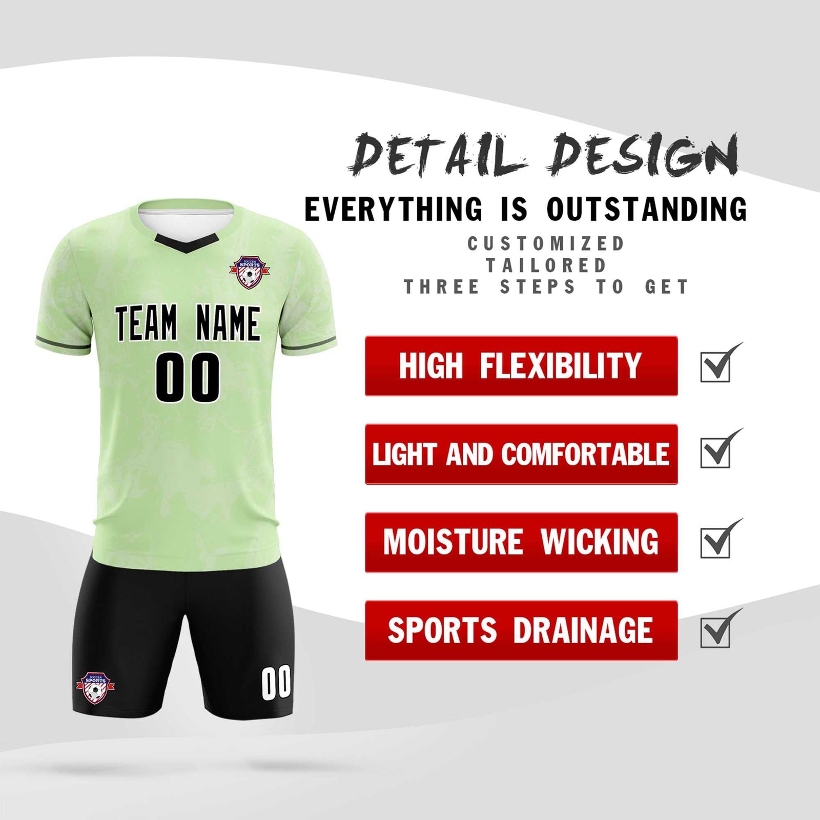 Custom Green Classic Graffiti Pattern Sportswear Soccer Tops/Sets Jersey