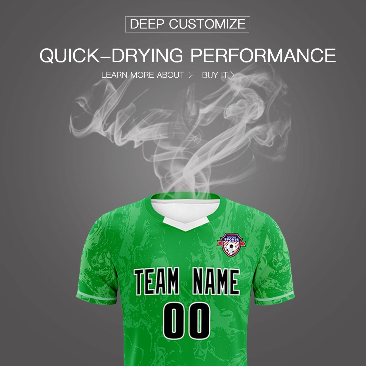 Custom Kelly Green Classic Graffiti Pattern Sportswear Soccer Tops/Sets Jersey