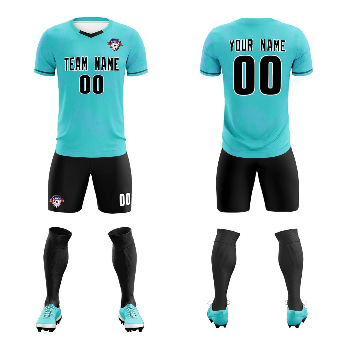 Custom Sky Blue Classic Graffiti Pattern Sportswear Soccer Tops/Sets Jersey