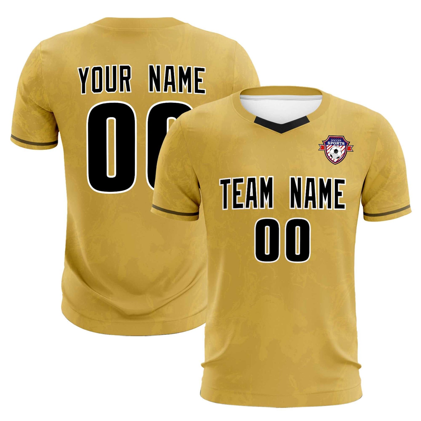 Custom Old Gold Classic Graffiti Pattern Sportswear Soccer Tops/Sets Jersey
