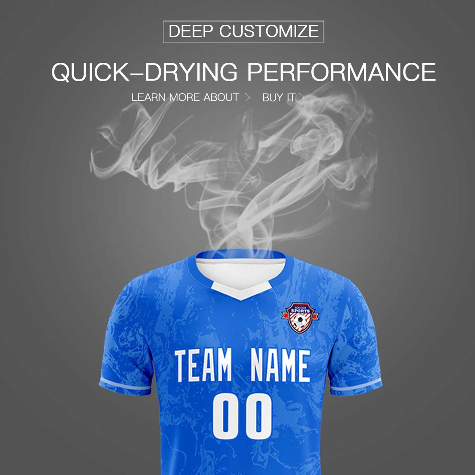 Custom Royal Classic Graffiti Pattern Sportswear Soccer Tops/Sets Jersey