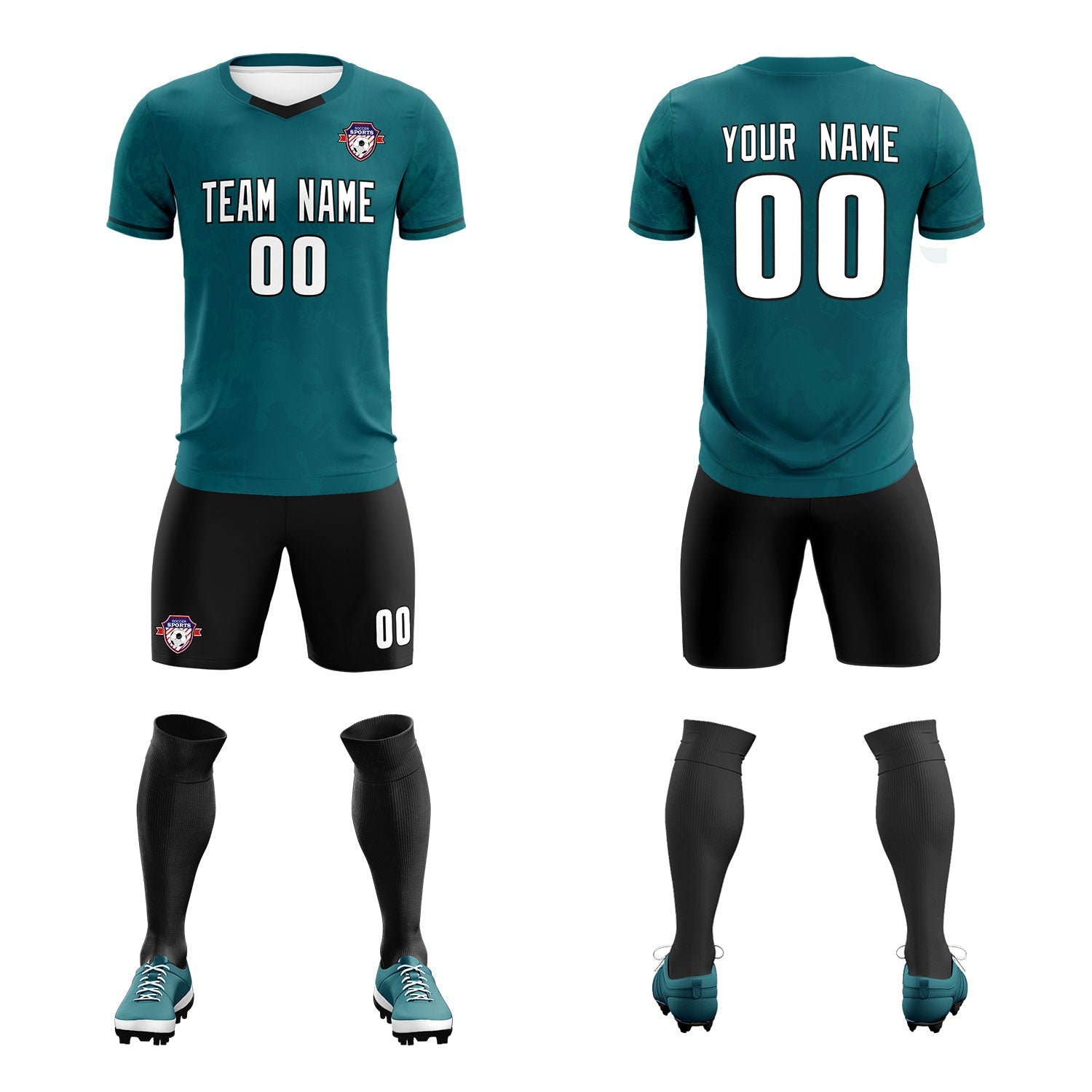 Custom Midnight Green Classic Graffiti Pattern Sportswear Soccer Tops/Sets Jersey