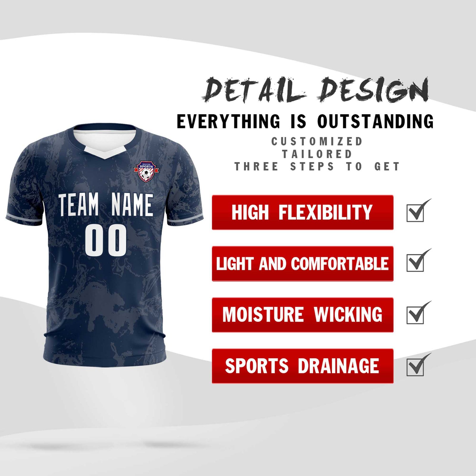 Custom Navy Classic Graffiti Pattern Sportswear Soccer Tops/Sets Jersey