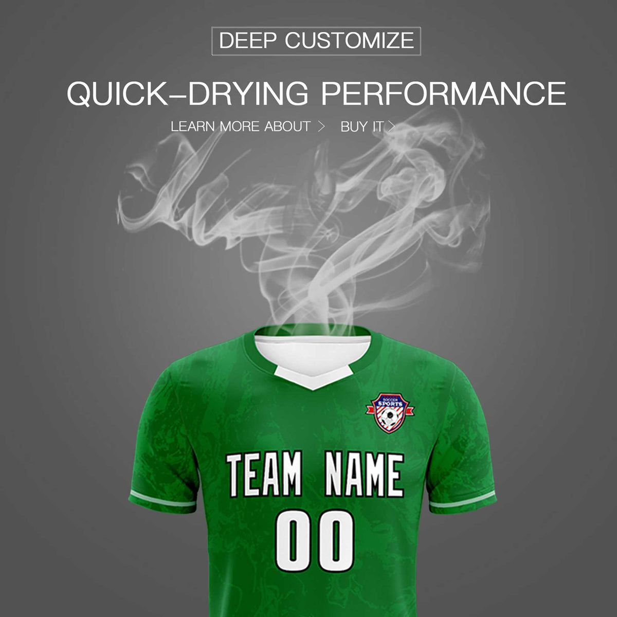 Custom Kelly Green Classic Graffiti Pattern Sportswear Soccer Tops/Sets Jersey