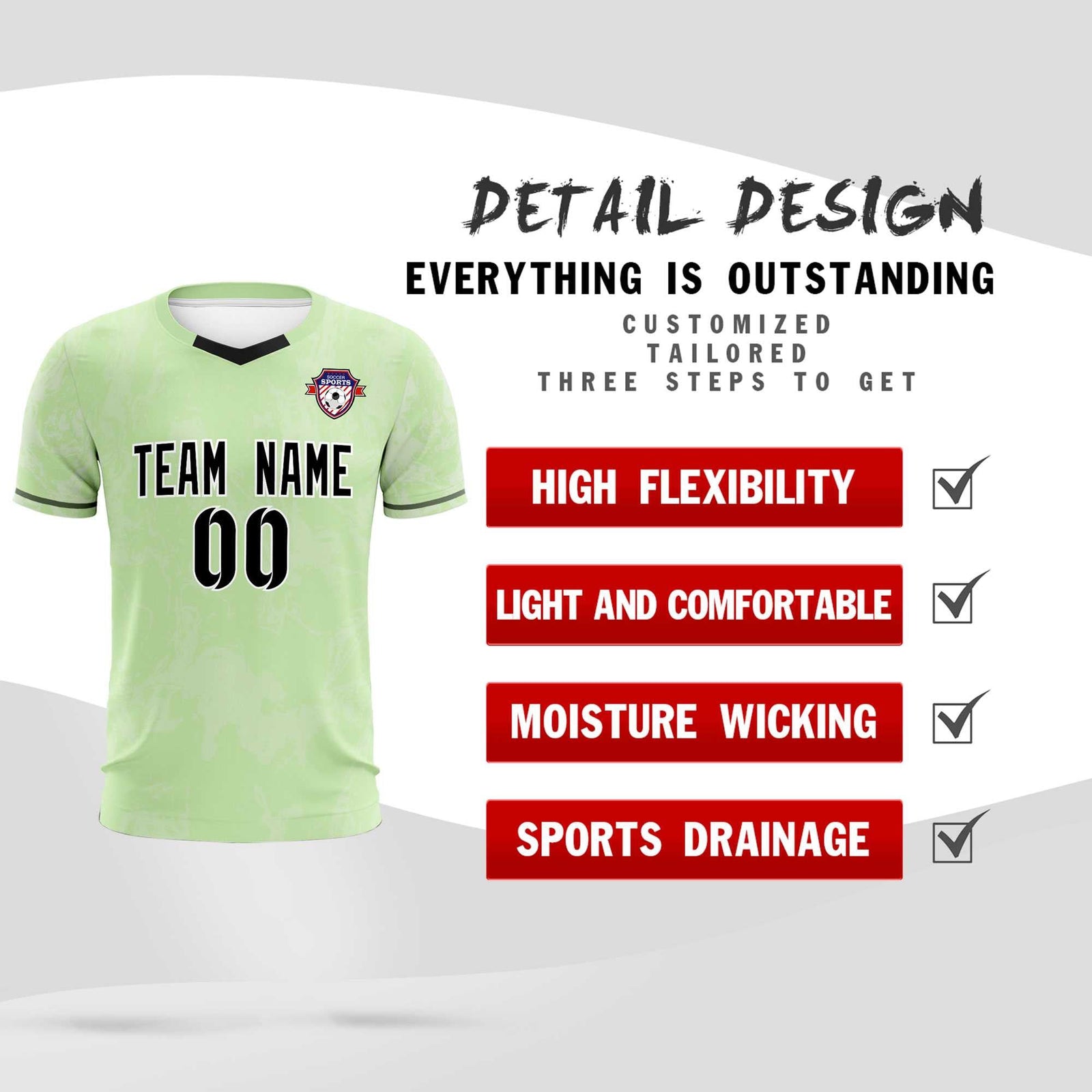 Custom Green Classic Graffiti Pattern Sportswear Soccer Tops/Sets Jersey
