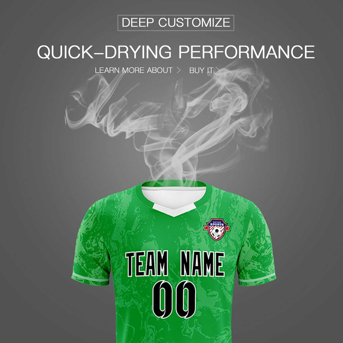 Custom Kelly Green Classic Graffiti Pattern Sportswear Soccer Tops/Sets Jersey