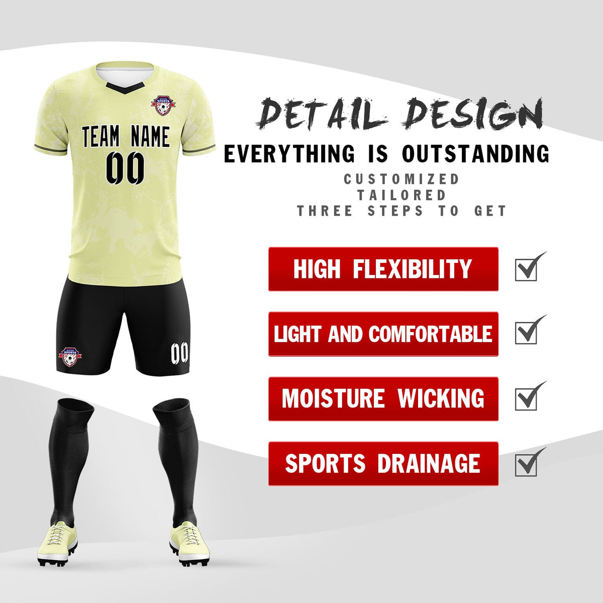 Custom Cream Classic Graffiti Pattern Sportswear Soccer Tops/Sets Jersey