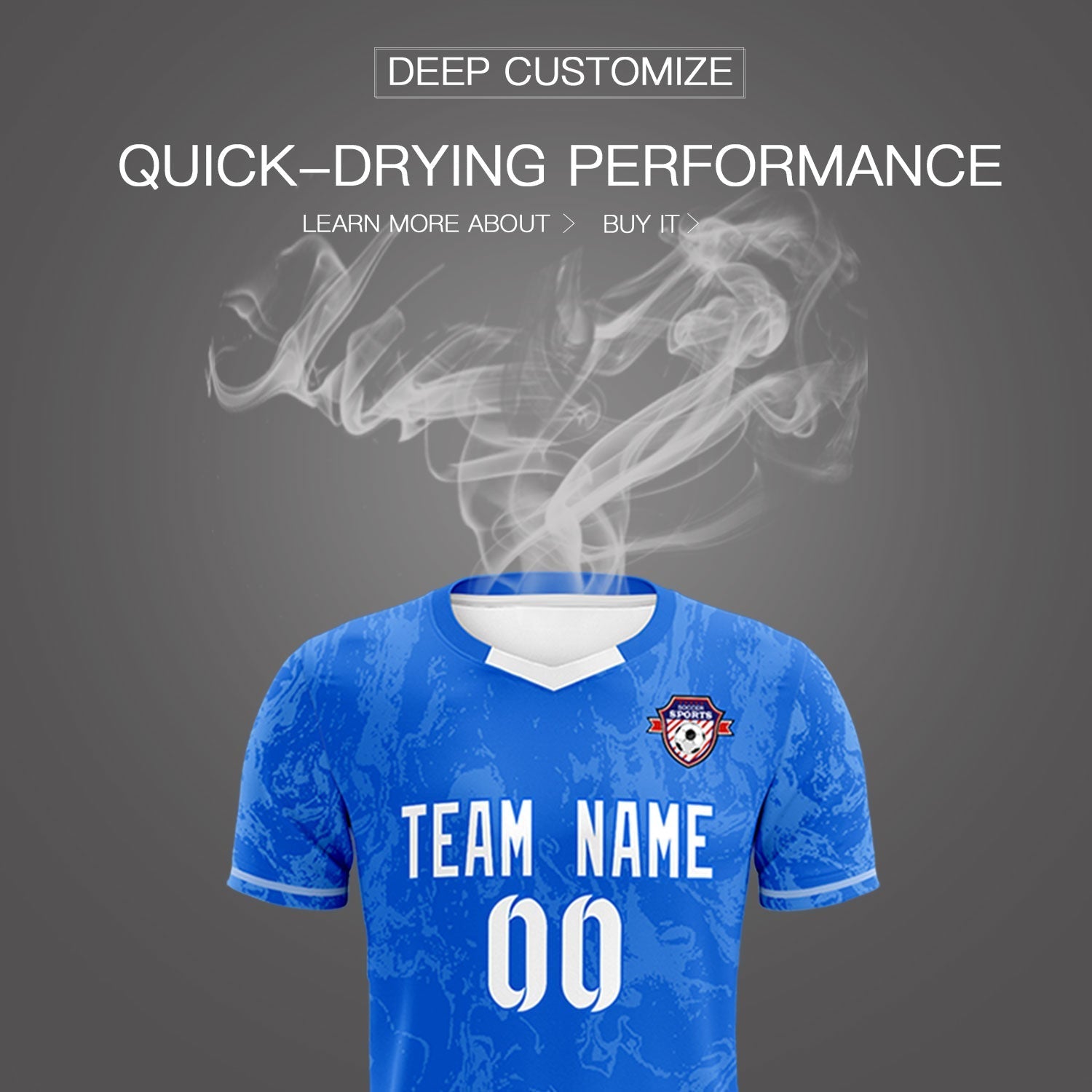 Custom Royal Classic Graffiti Pattern Sportswear Soccer Tops/Sets Jersey