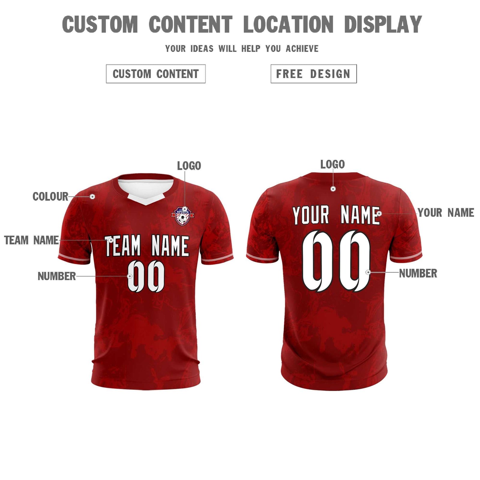 Custom Crimson Classic Graffiti Pattern Sportswear Soccer Tops/Sets Jersey