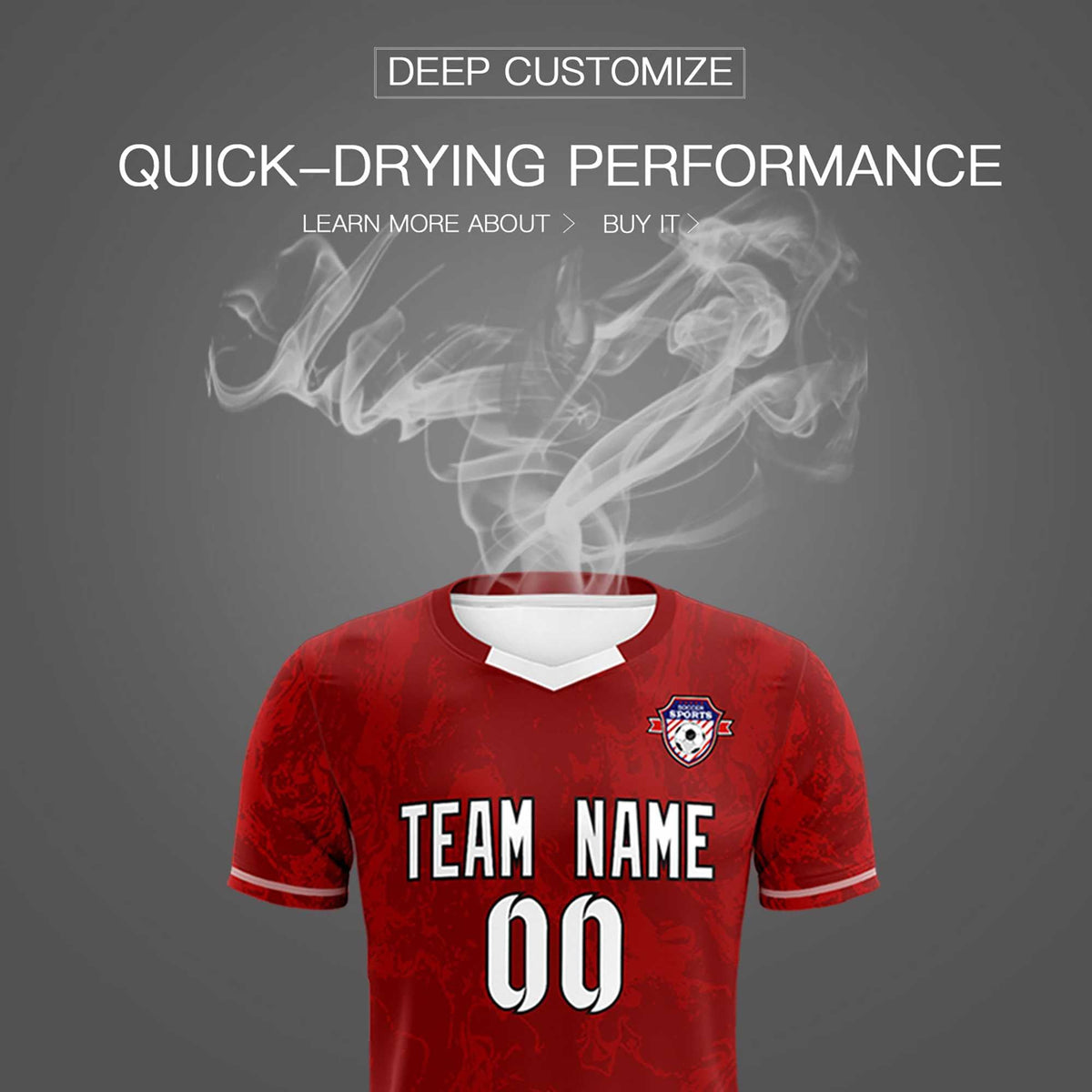 Custom Crimson Classic Graffiti Pattern Sportswear Soccer Tops/Sets Jersey