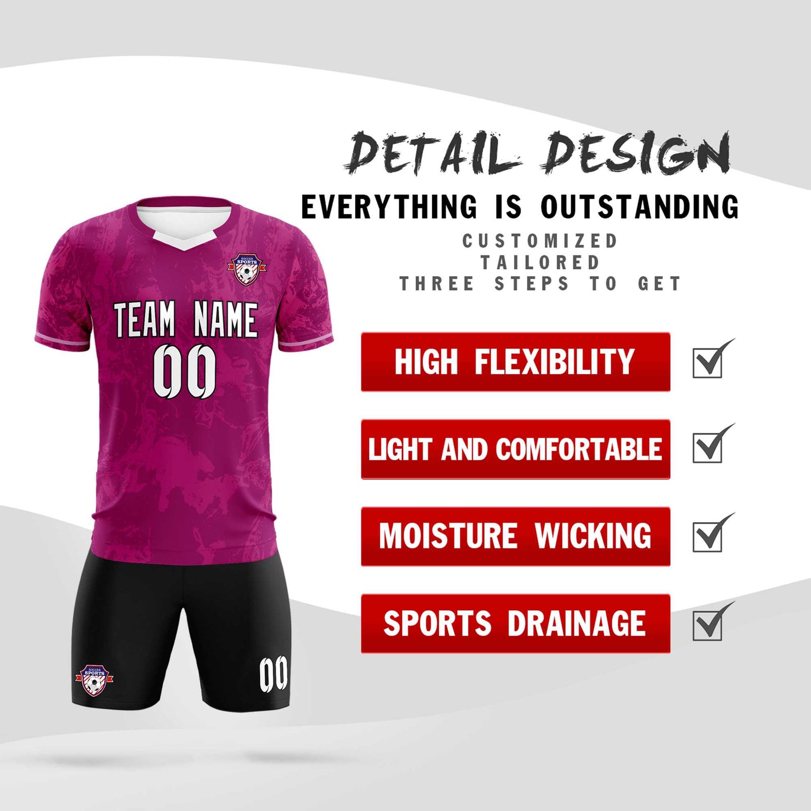 Custom Red Classic Graffiti Pattern Sportswear Soccer Tops/Sets Jersey