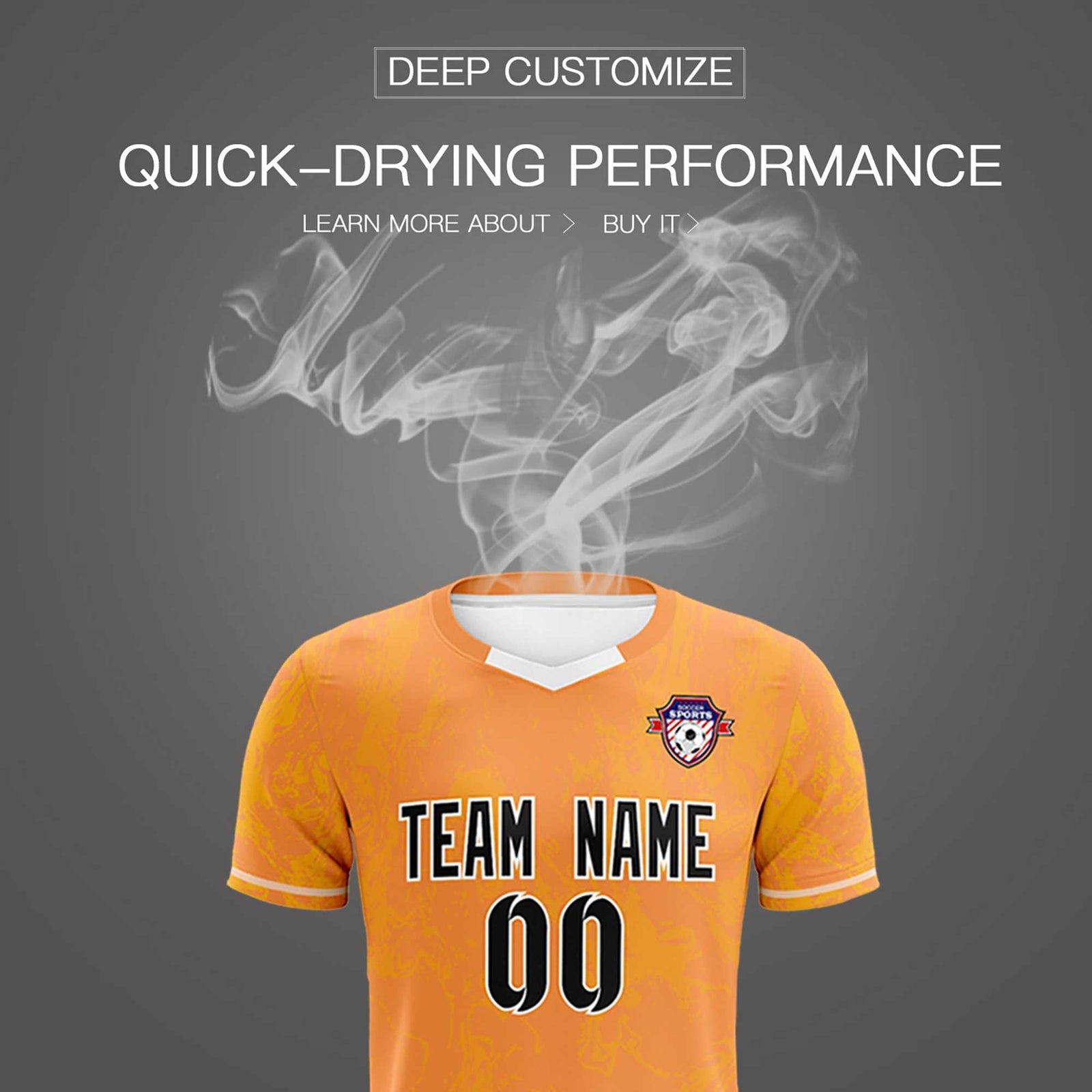 Custom Texas Orange Classic Graffiti Pattern Sportswear Soccer Tops/Sets Jersey