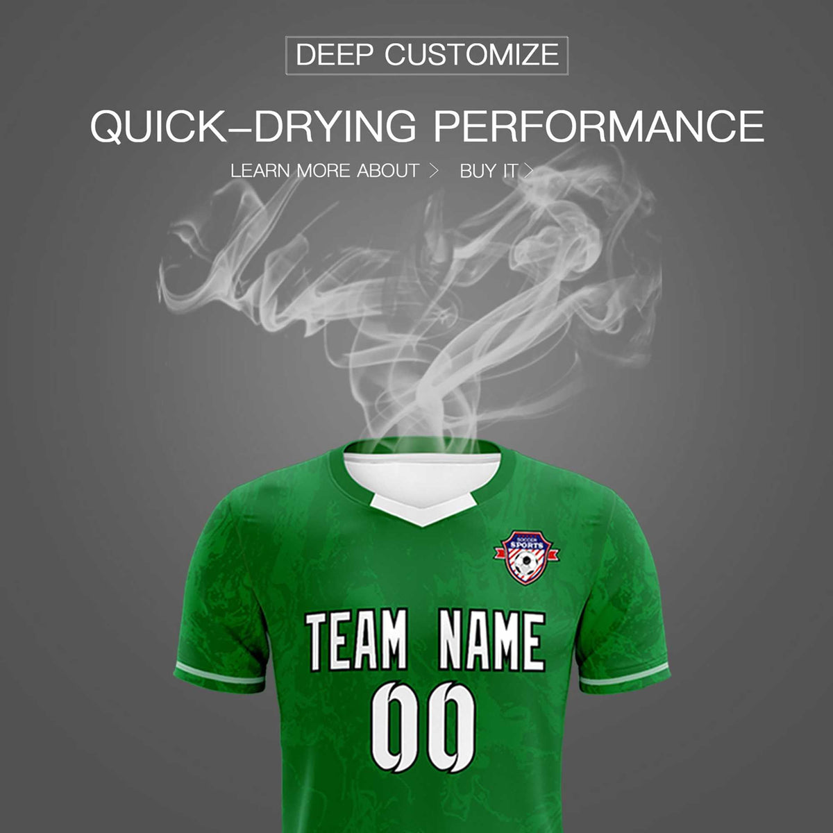Custom Kelly Green Classic Graffiti Pattern Sportswear Soccer Tops/Sets Jersey