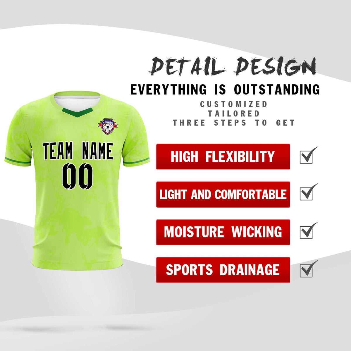 Custom Green Classic Graffiti Pattern Sportswear Soccer Tops/Sets Jersey