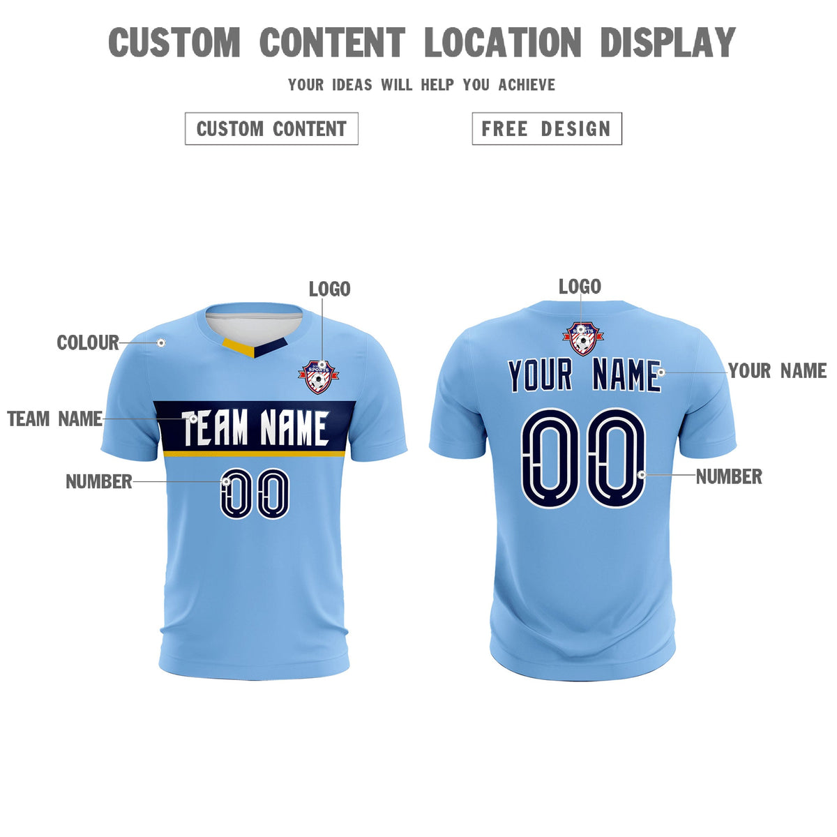 Custom Light Blue Classic Sports Sets Soccer Shirt Jersey