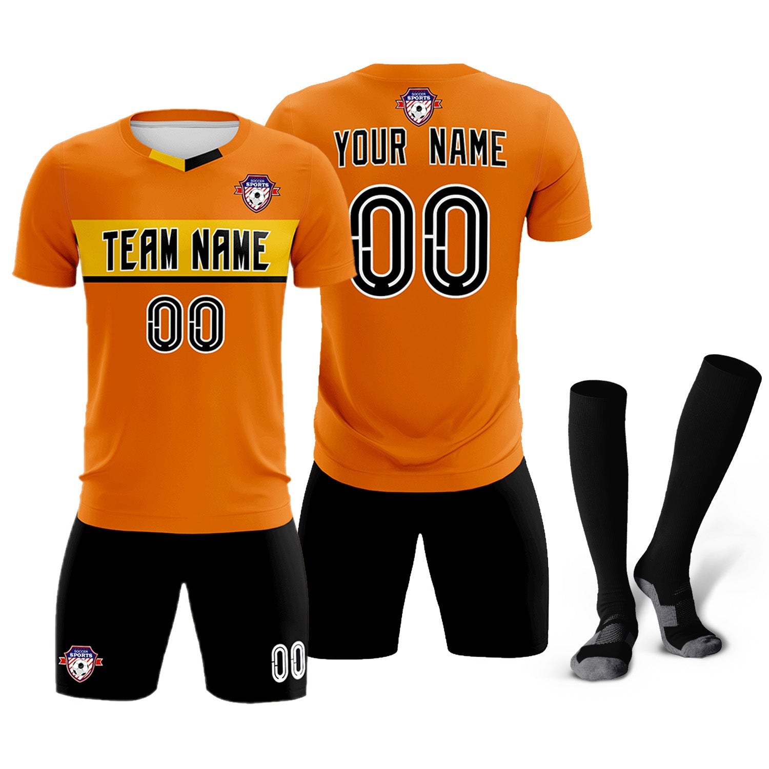 Custom Orange Classic Sports kit Football Shirt Jersey