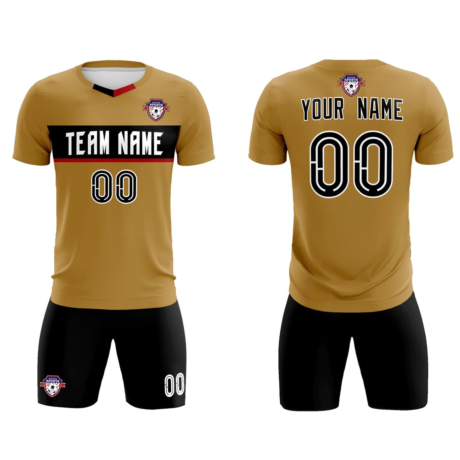 Custom Old Gold Classic Sports Sets Soccer Shirt Jersey